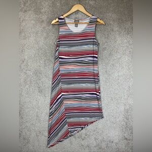 Chico’s Dress Womens 0 Stripe Sleeveless Stretch Uneven Hem Scoop Neck- 2786*